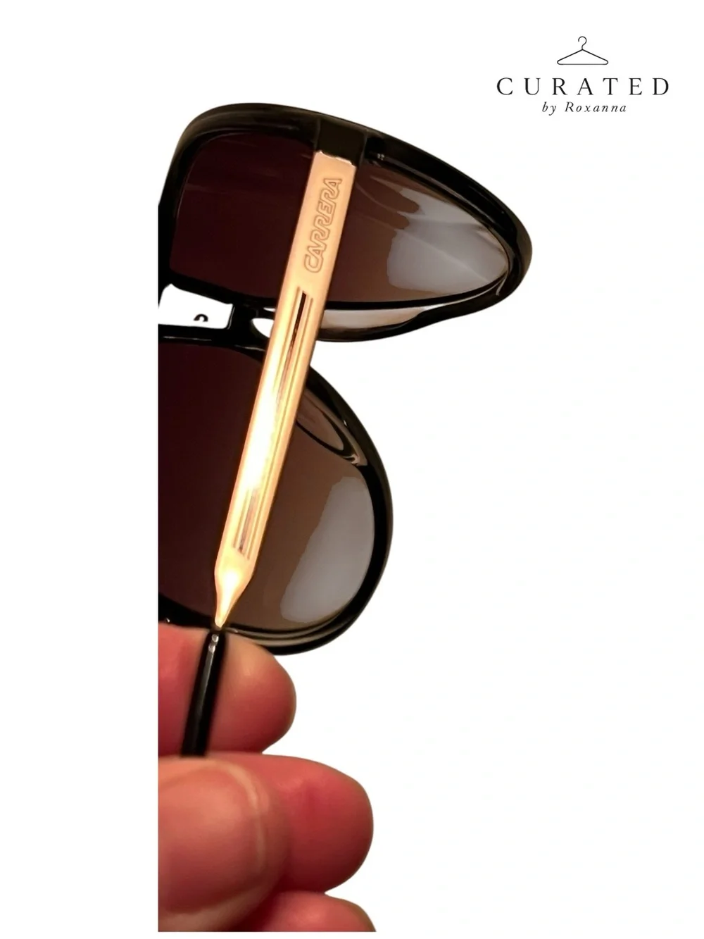New Carrera UV Protect Shield Aviator Sunglasses Black & Gold | Authentic | Case